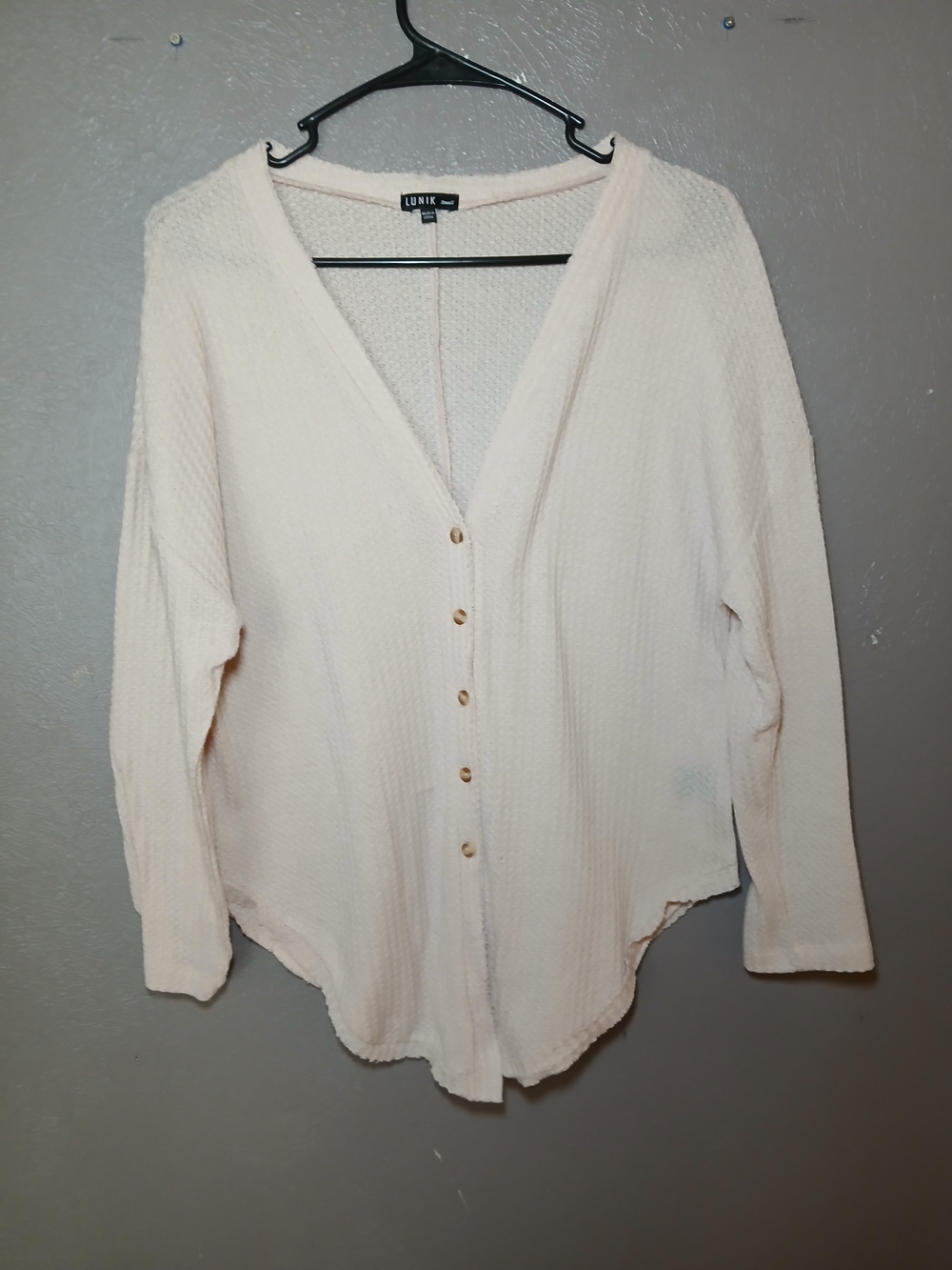 Lunik Cream Waffle-Knit Button Cardigan S
